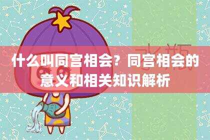 什么叫同宫相会？同宫相会的意义和相关知识解析