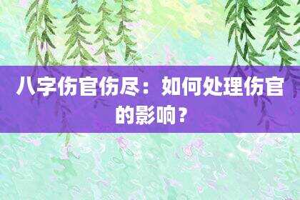 八字伤官伤尽：如何处理伤官的影响？